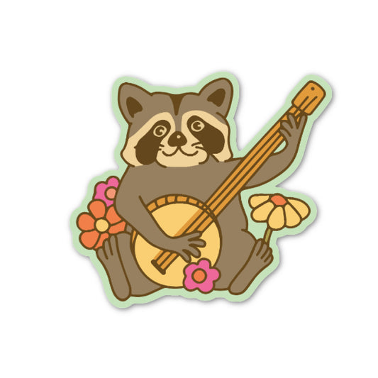 Raccoon Banjo Sticker