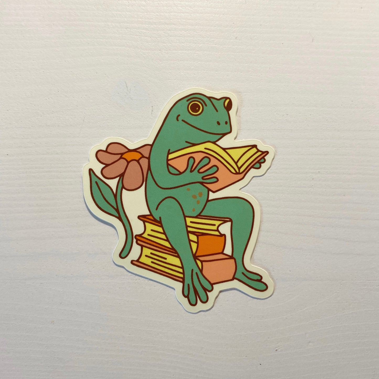 Frog Reading Sticker