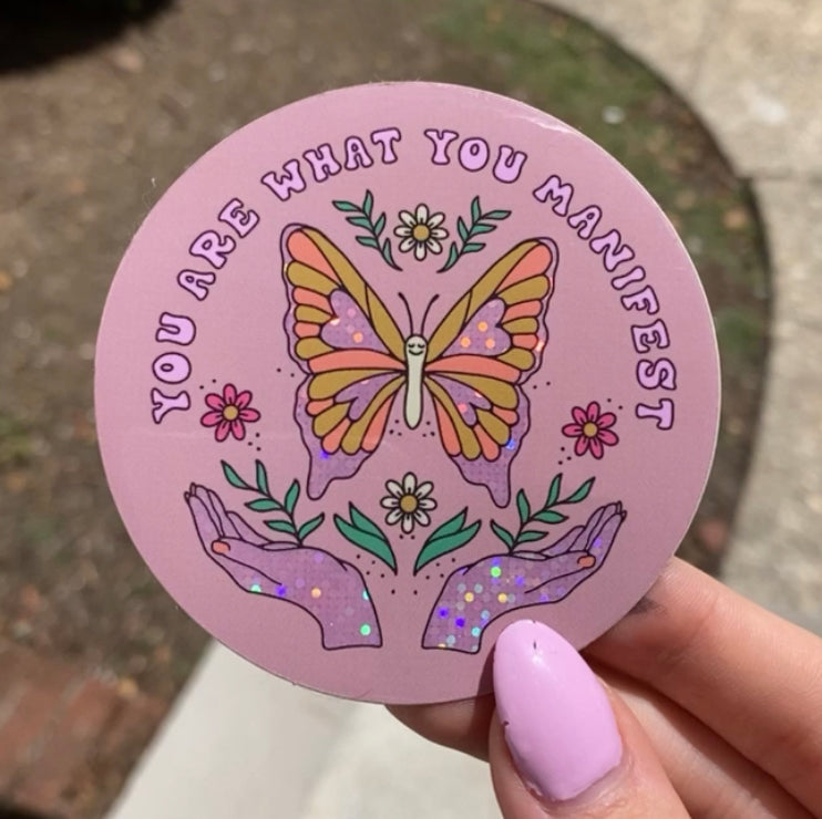 Manifest Glitter Sticker
