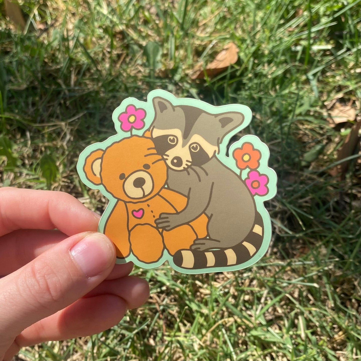 Raccoon Hug Sticker