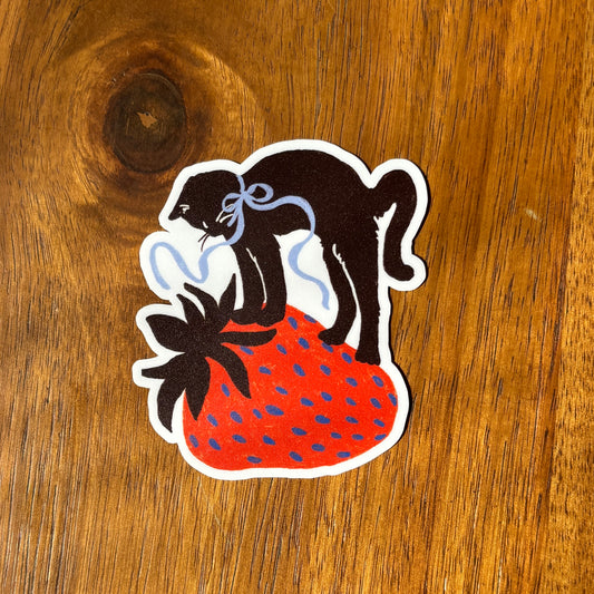 Cat Strawberry Sticker
