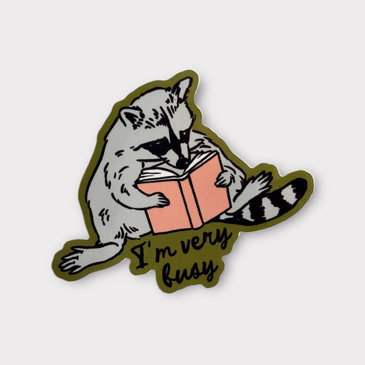 Reading Raccoon Sticker