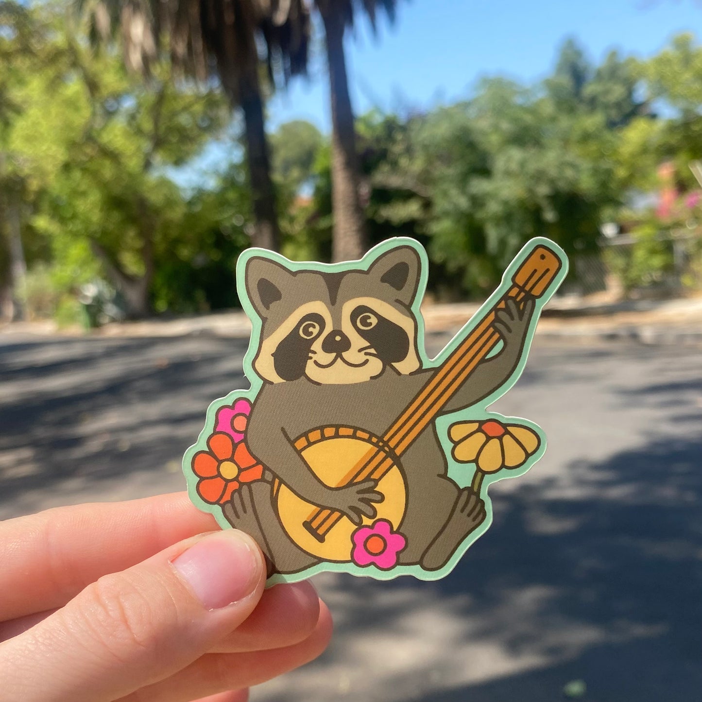 Raccoon Banjo Sticker